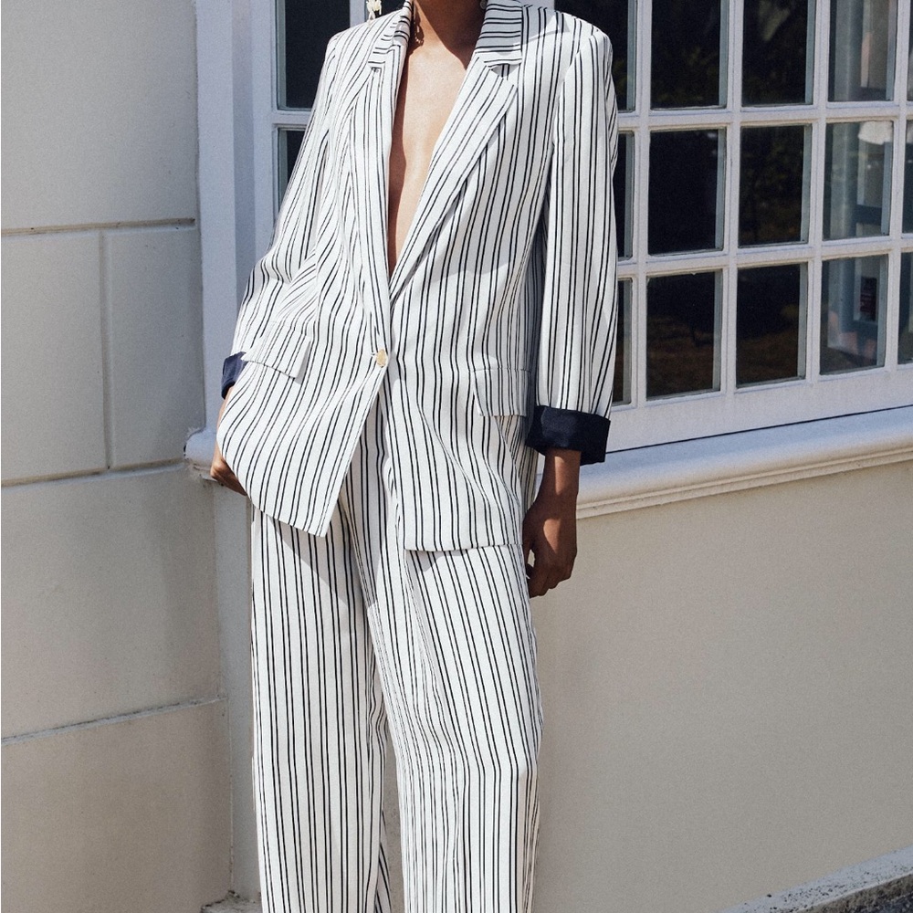Zara Striped Women's suit coat jacket